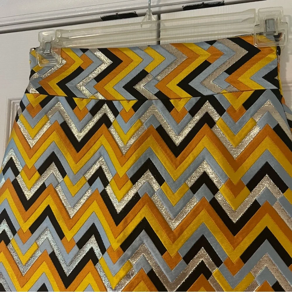 Milly Brocade Chevron A-line Mini Skirt, Size 4